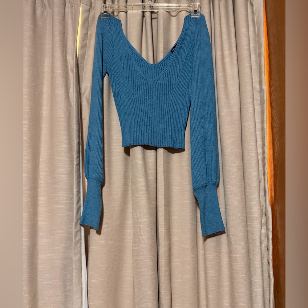 Fashion Nova Blue Knit Sweater Top